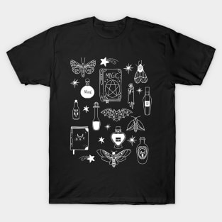 Black Magic Witchy Halloween Doodles - Potions and Things Dark T-Shirt